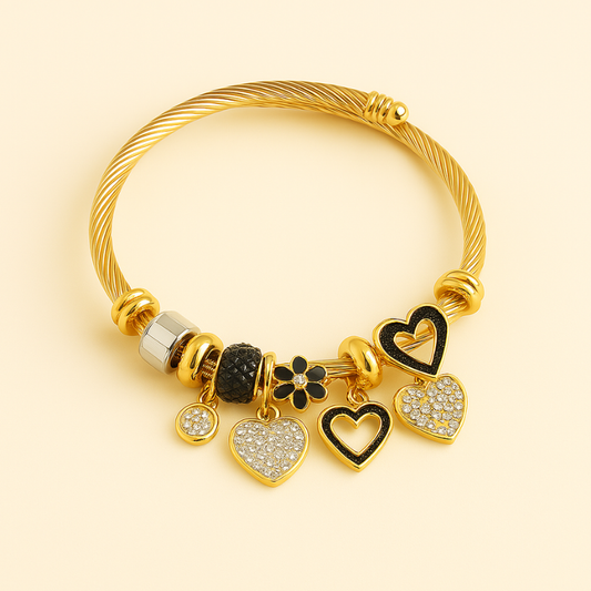 Heart shape shell lock bracelet in gold stainless steel by NueJewelz.