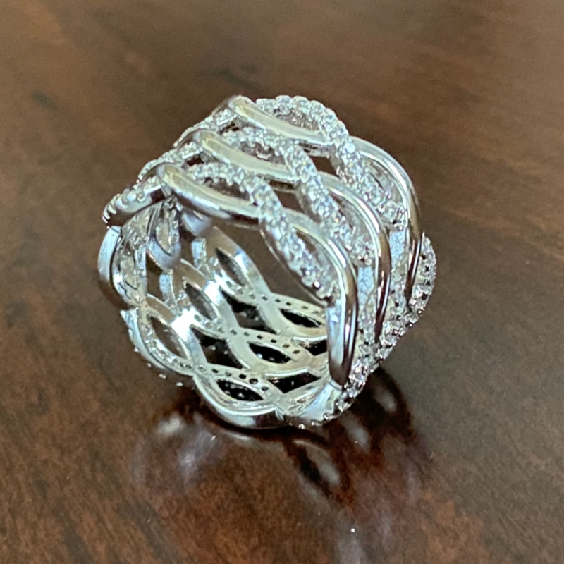 Elegant Silver Cocktail Ring with Intricate Diamond Detailing by NueJewelz - Nue Jewelz