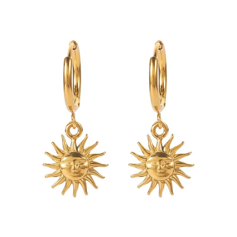 Radiant Elegance: Classic Style Titanium Steel Sun Drop Earrings by Nue Jewelz - Nue Jewelz