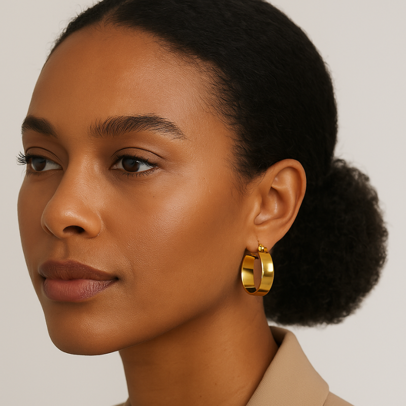 Urban Geometry: Retro Geometric 201 Gold Stainless Steel Earrings - Nue Jewelz