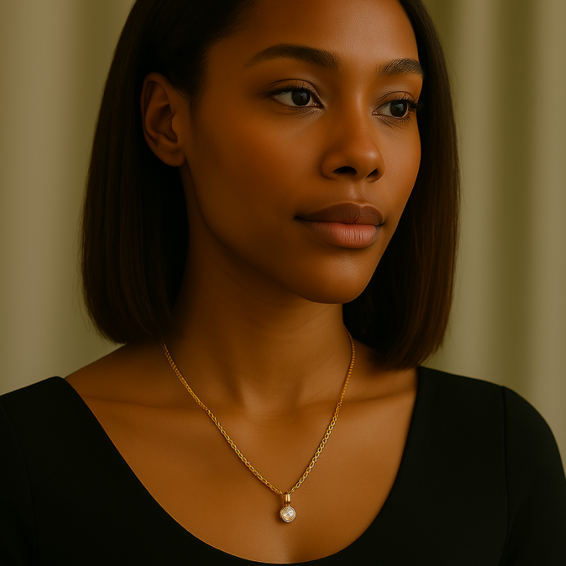 Radiant Elegance: Elegant Oval Stainless Steel Pendant Necklace by NueJewelz - Nue Jewelz