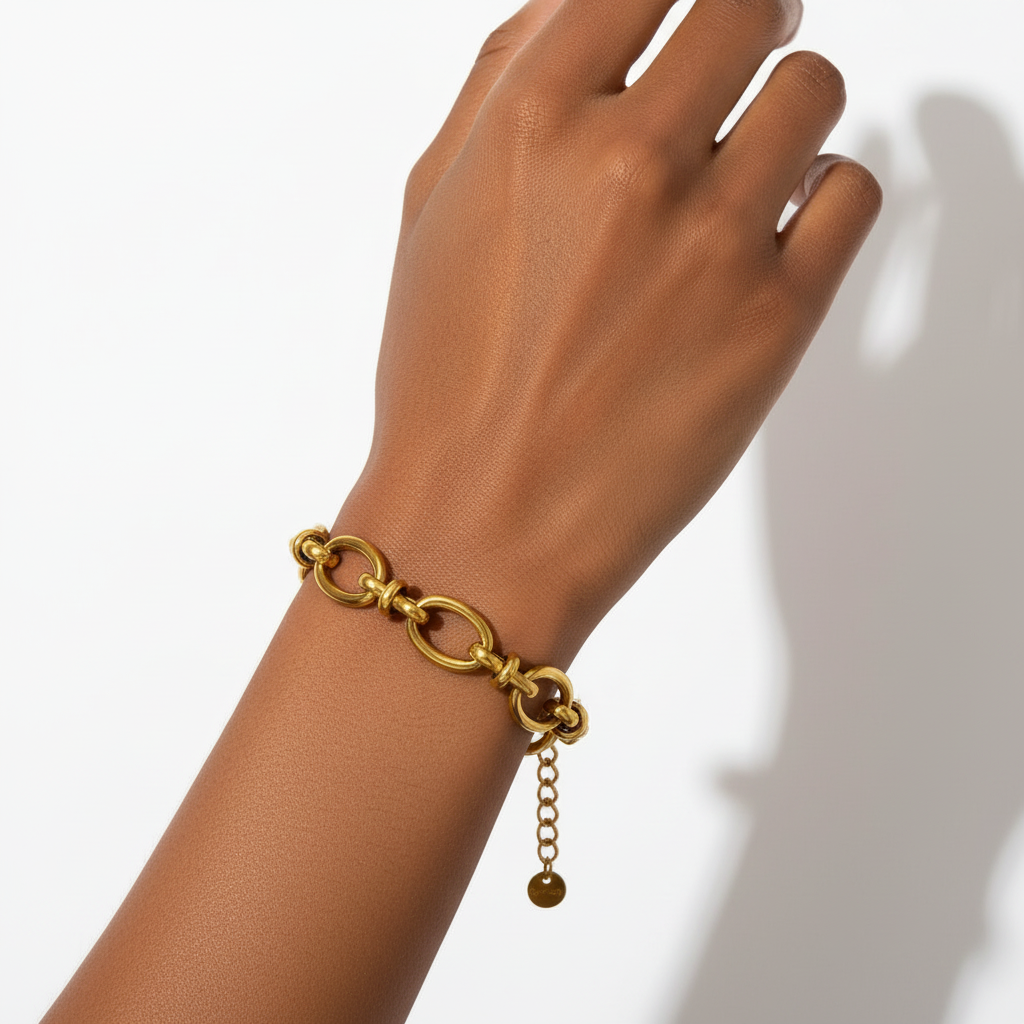 Professional wrist shot with Golden Knot Link Bracelet
