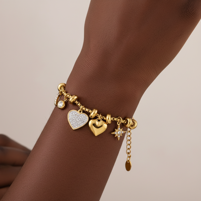 The Golden Heart Charm Bracelet
