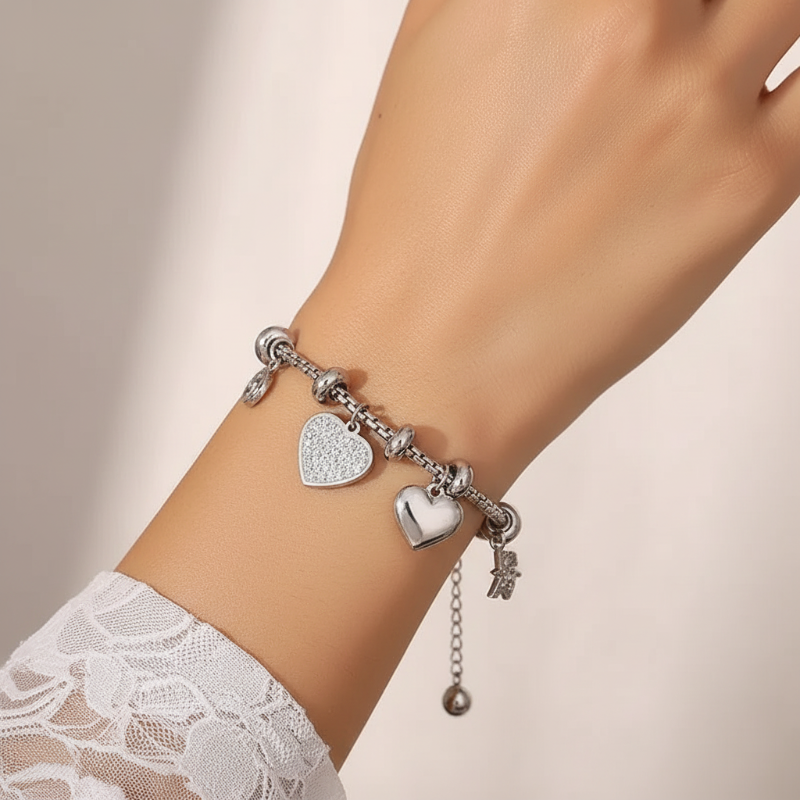 The Silver Heart Charm Bracelet
