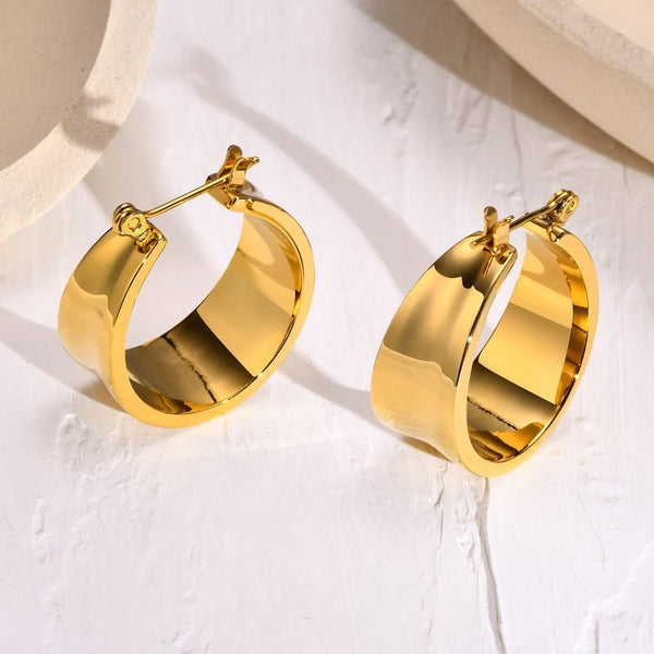 Geometric Stainless Steel Hoop Earrings.