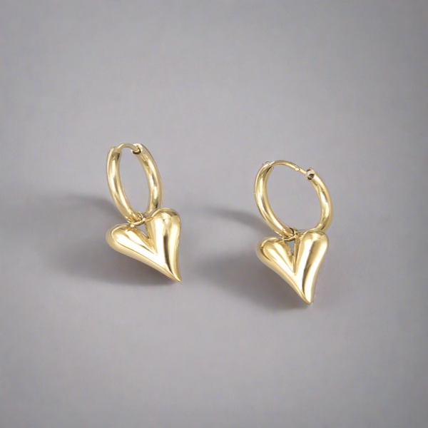 Titanium Steel Heart Vintage Huggie Earrings