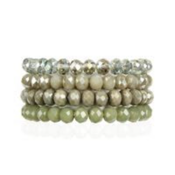 Green Crystal Stretch Bracelet Set