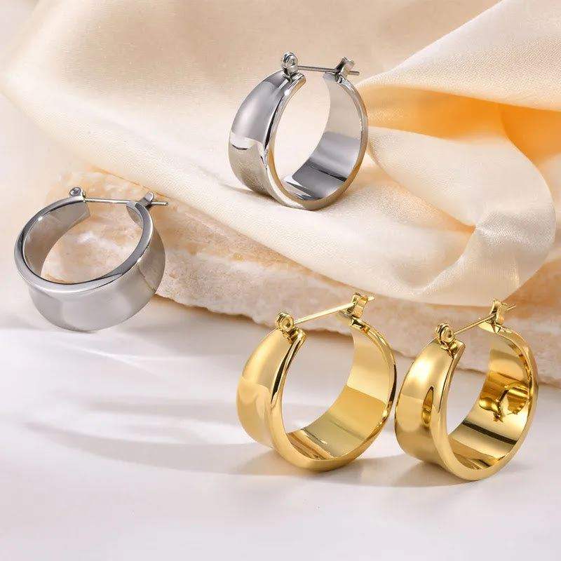 Elegant Stainless Steel Geometric Hoop Earrings