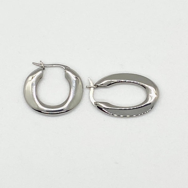 Stainless Steel U-Shaped Hoop Earrings- Silver