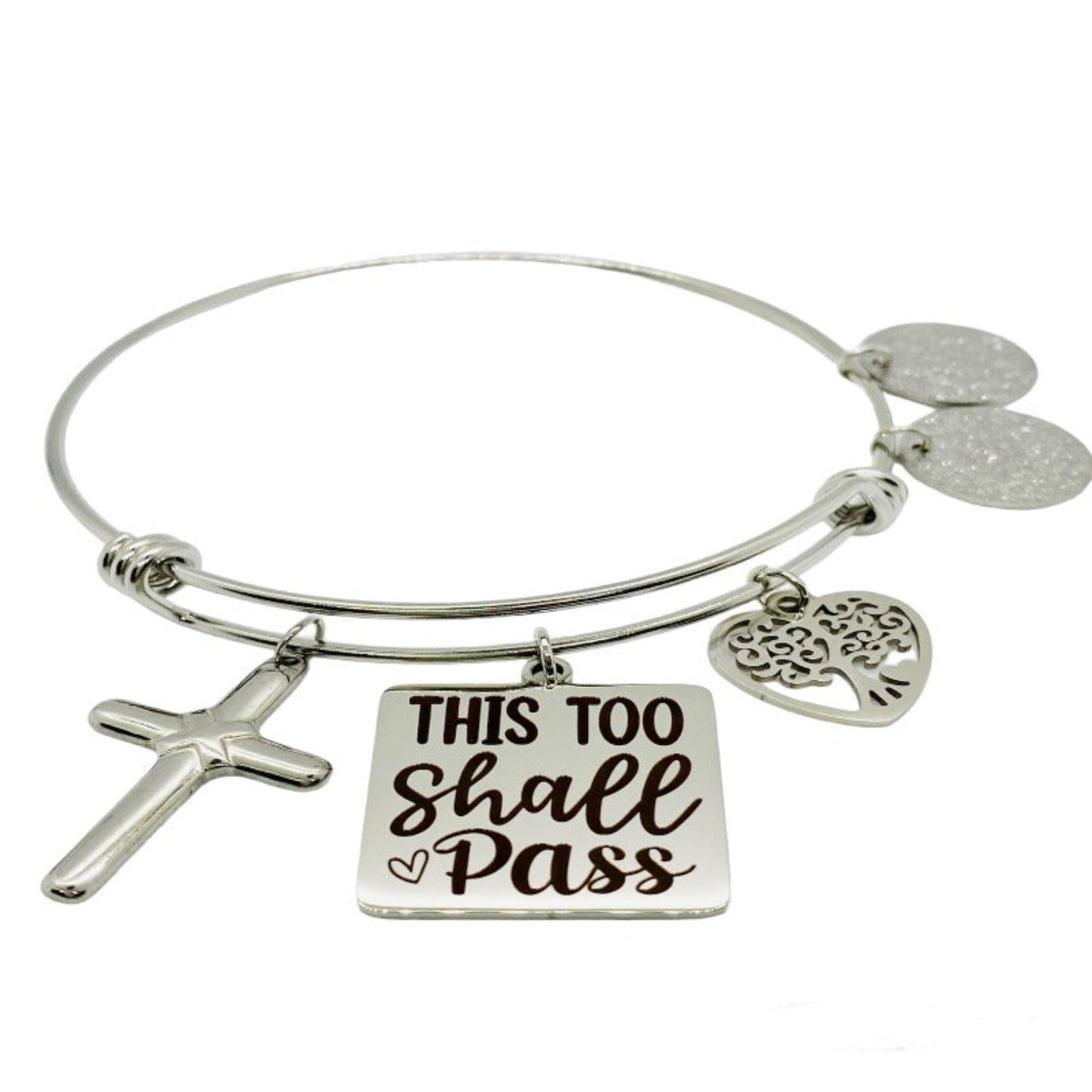 This Too Shall Pass Stainless Steel Charm Bracelet
