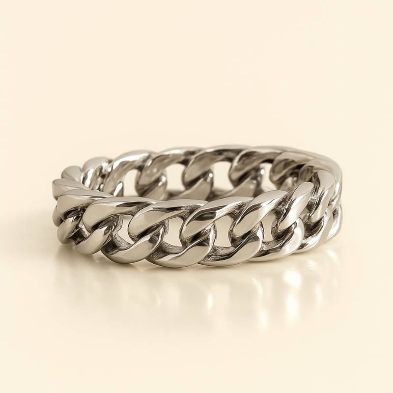 Titanium steel minimalist band ring with polished finish by NueJewelz.