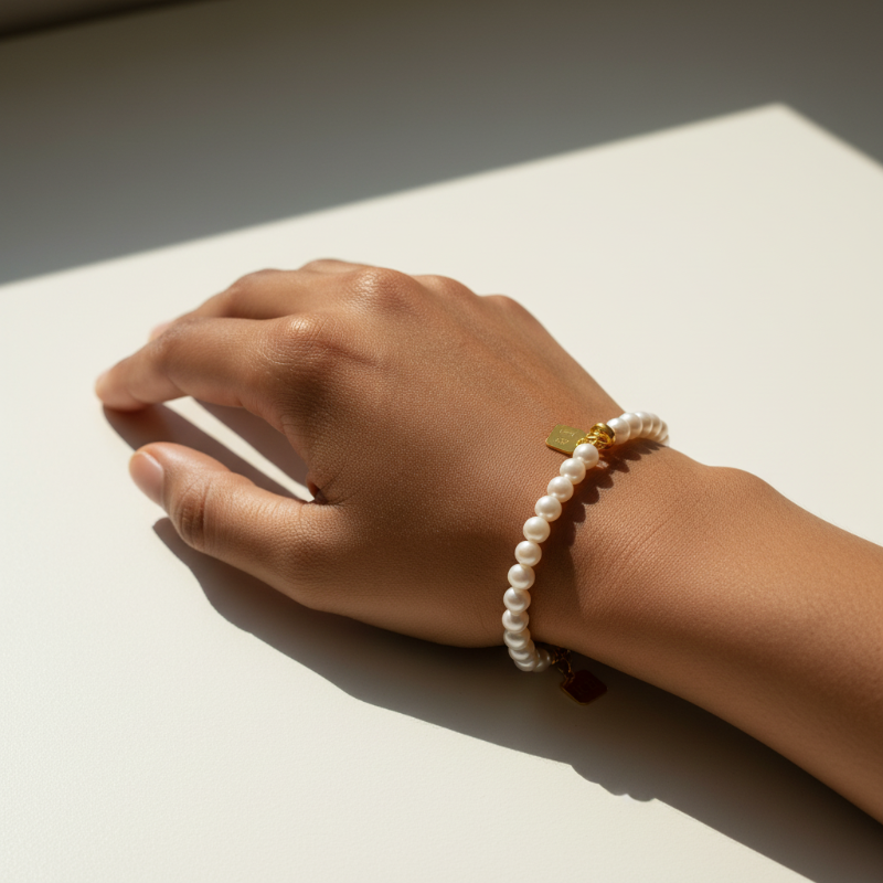 The Grace Bead Bracelet - Pearl Beaded Bracelet Women Gold Titanium | Nue Jewelz - Nue Jewelz 