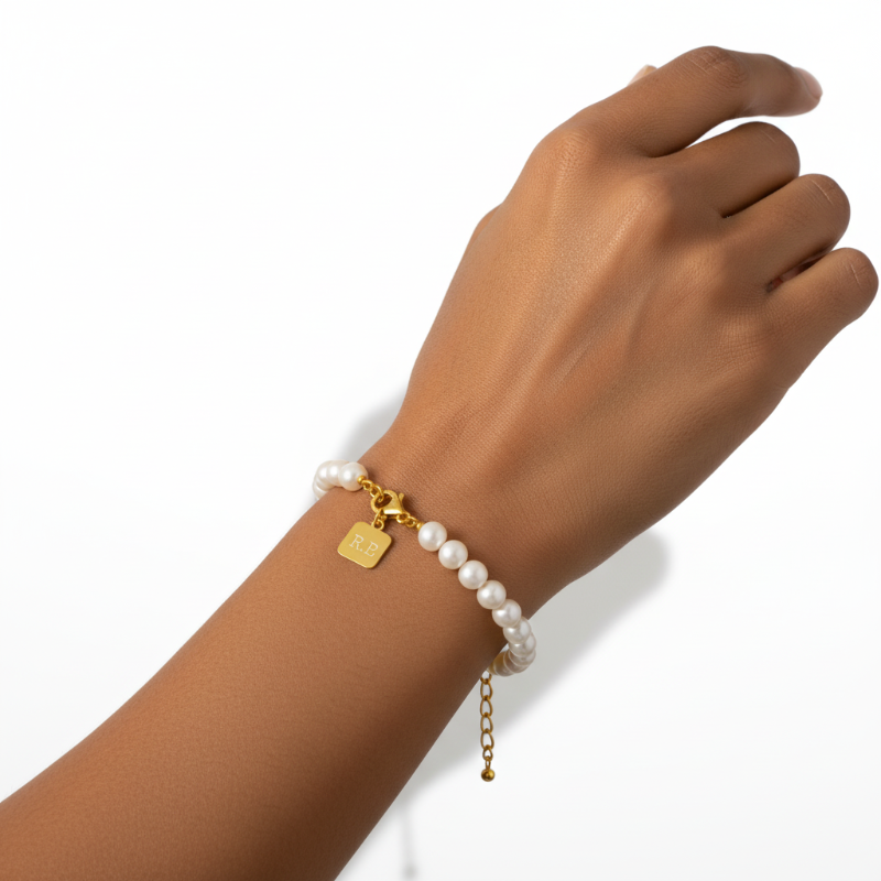 The Grace Bead Bracelet - Pearl Beaded Bracelet Women Gold Titanium | Nue Jewelz - Nue Jewelz 