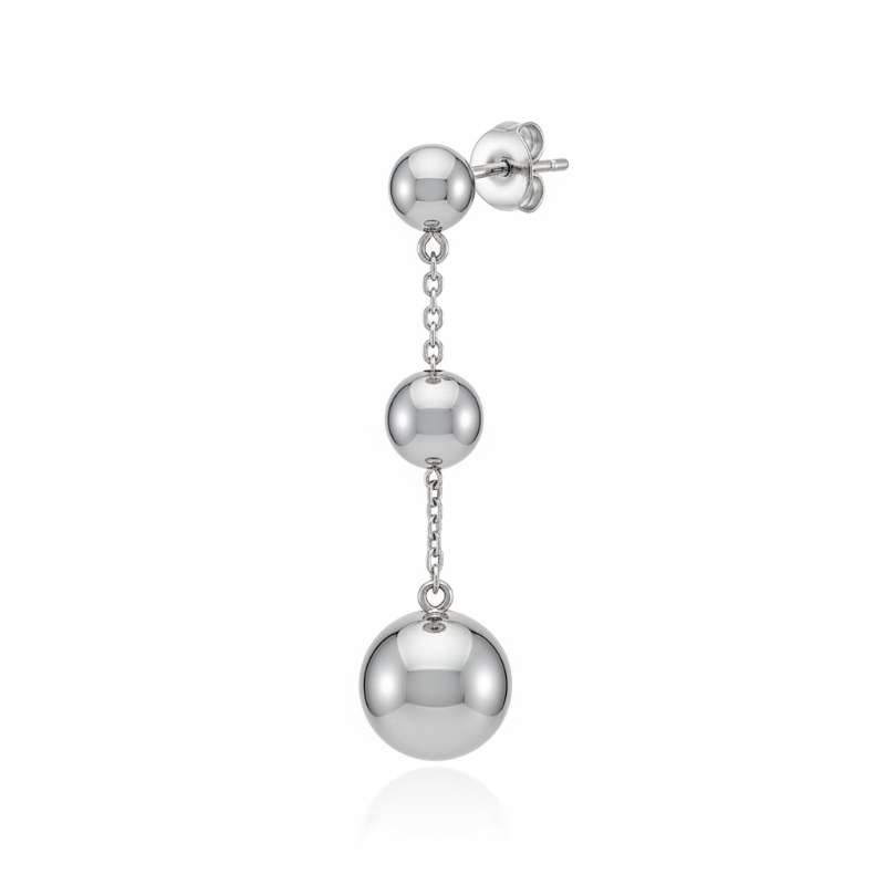 The Bead Drop Trio - Silver Pearl Drop Earrings Women Statement Jewelry | Nue Jewelz - Nue Jewelz 