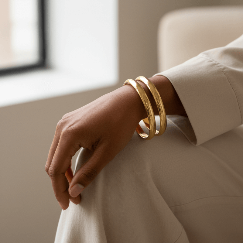 Bold Statement Bangles Gold - Nue Jewelz 