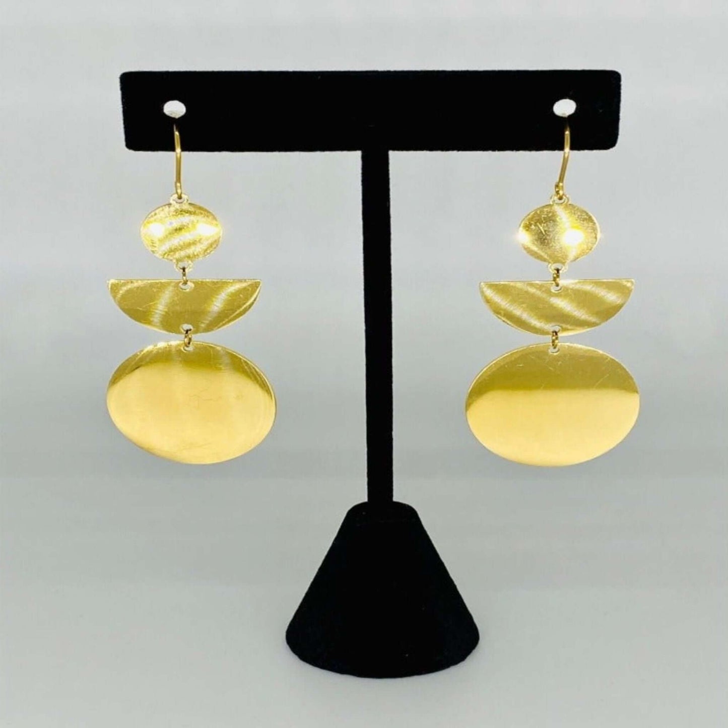 Geometric Stainless Steel Drop Earrings- Gold