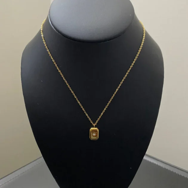 Elegant Titanium Steel Necklace with Gold-Plated Pendant